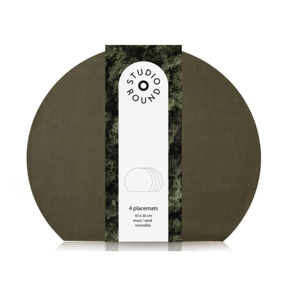 Studio Round - Dækkeservietter vendbare 4 stk. 43 x 36 cm Moss/Sand