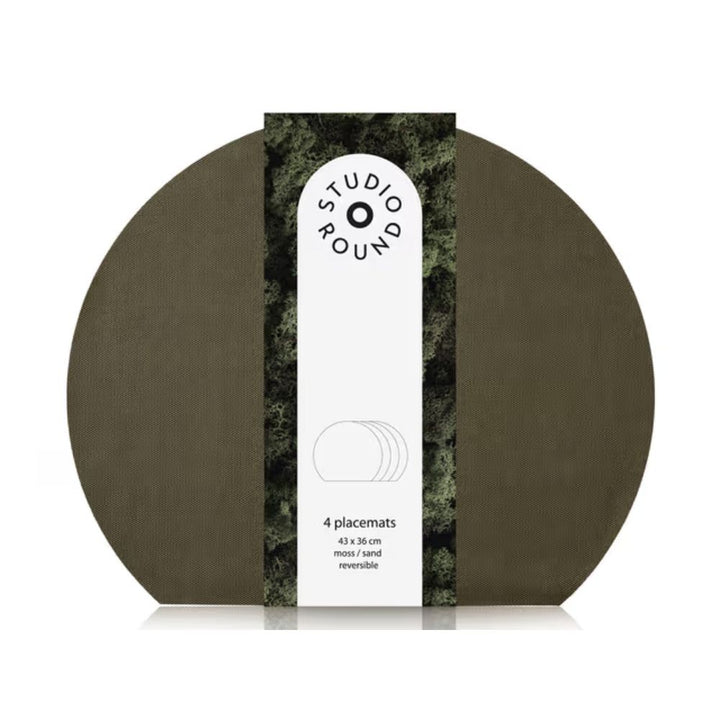 Studio Round - Dækkeservietter vendbare 4 stk. 43 x 36 cm Moss/Sand
