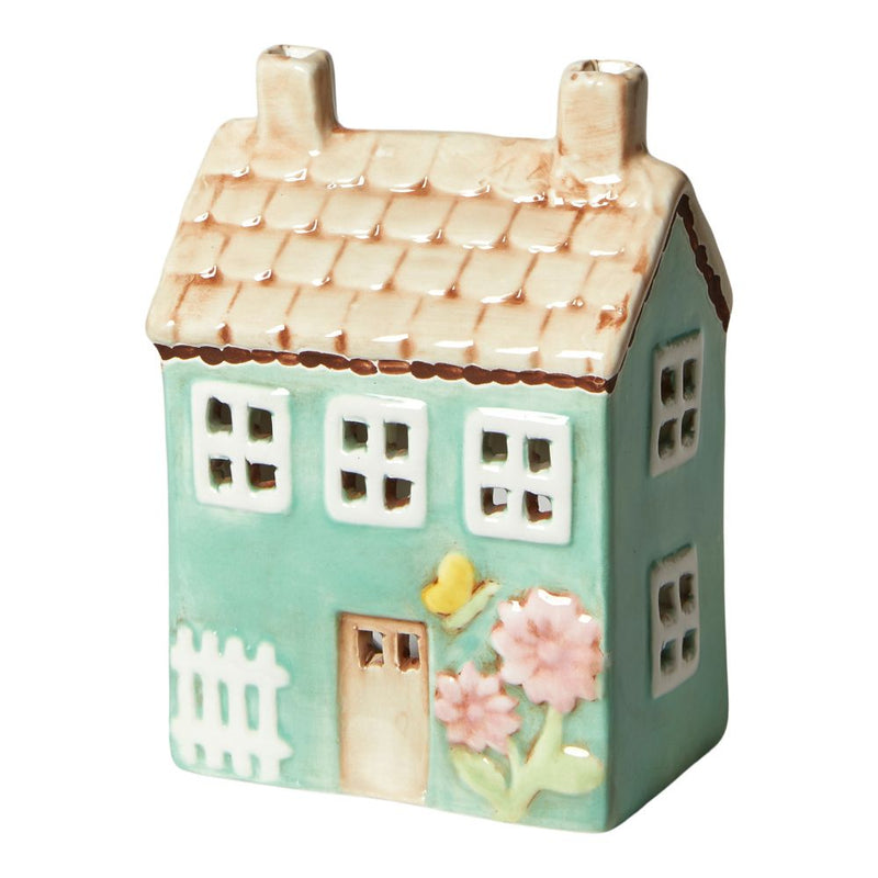 Lichthaus für Teelicht 9x6x12,5 cm Keramik grün