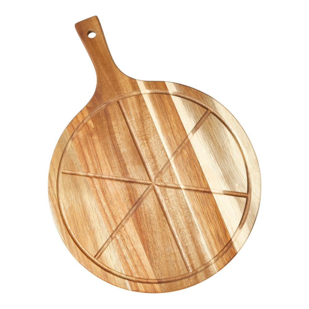 Pizzabräda med skärare 48x35x1,5 cm akaciaträ