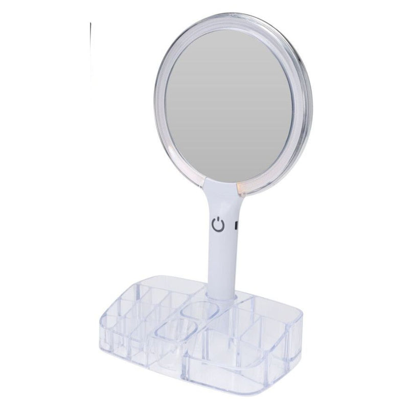 Makeup spejl med opbevaring og led lys