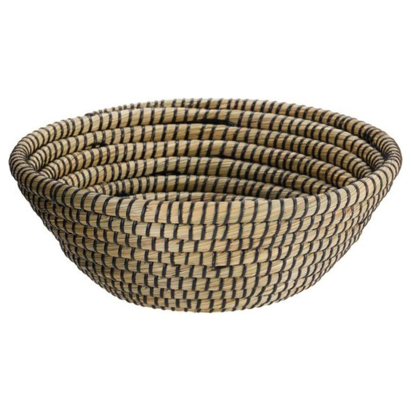 Korb Ø 33 x 12 cm aus Geflecht mit schwarzer Schnur