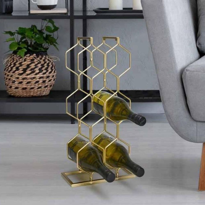 Vinreol med 8 pladser - metal guldfarvet