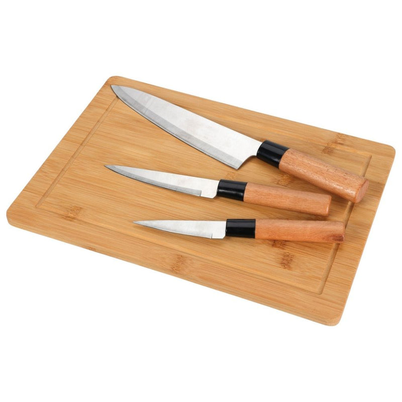 Knivsæt med skærebræt - 3 knive