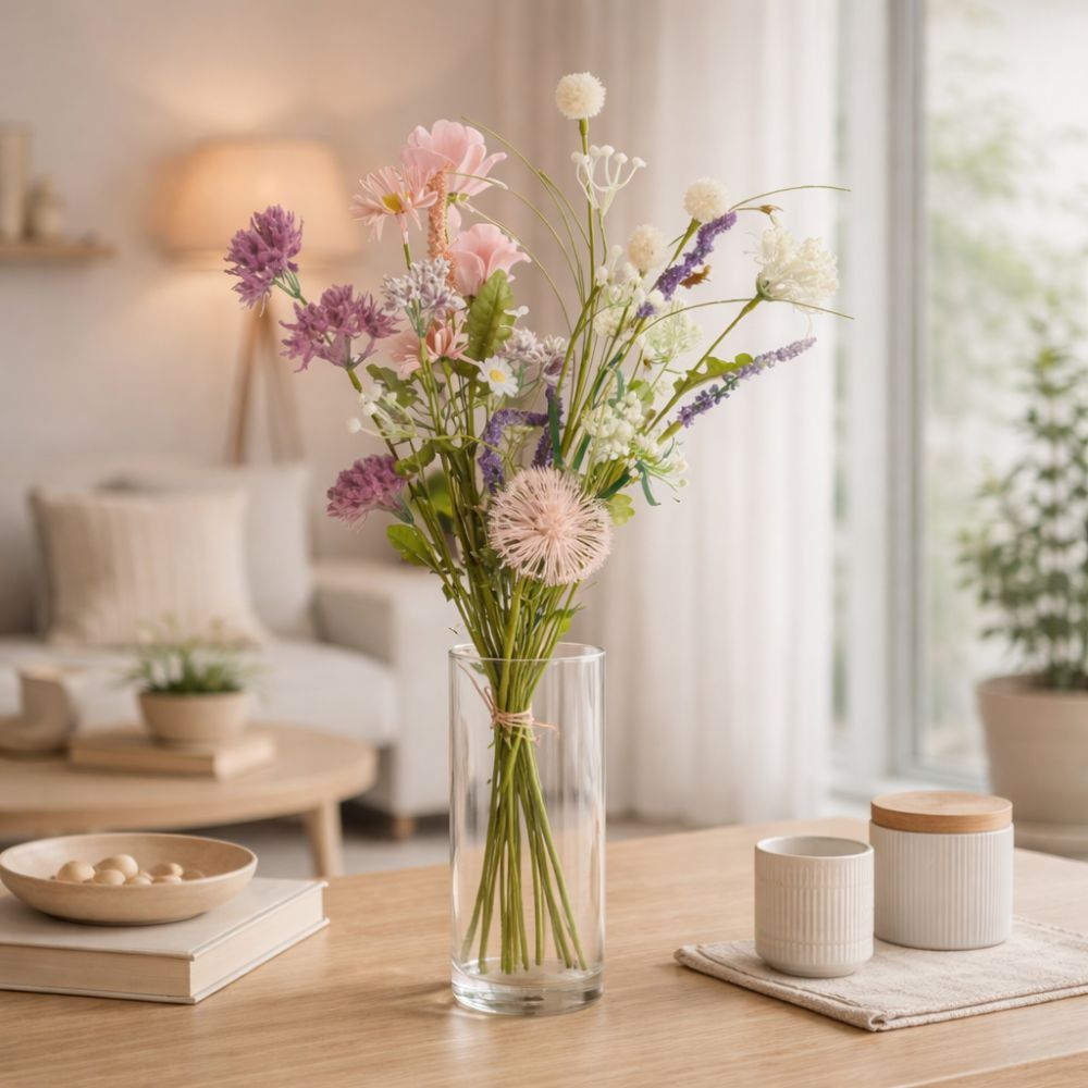 Blombukett – vild flora i rosa/lavendel