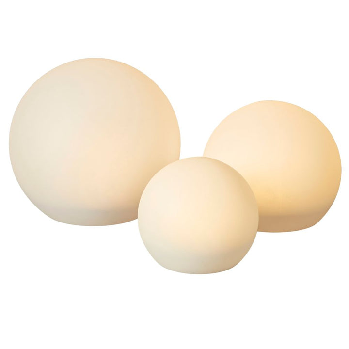 Solar lyskugle med spyd 3 stk. - Ø25/20/15 cm hvid plast