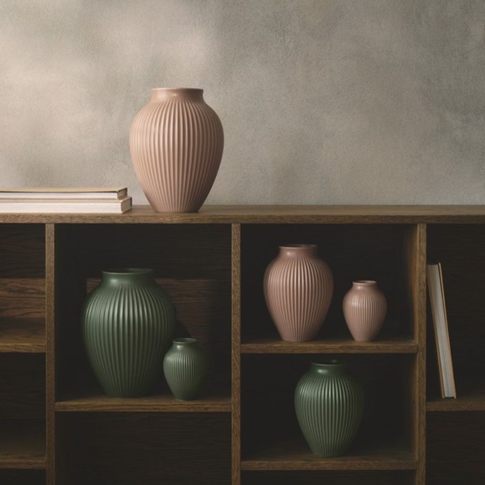 Knabstrup - Vase H 27 cm ripple mat dusty rose