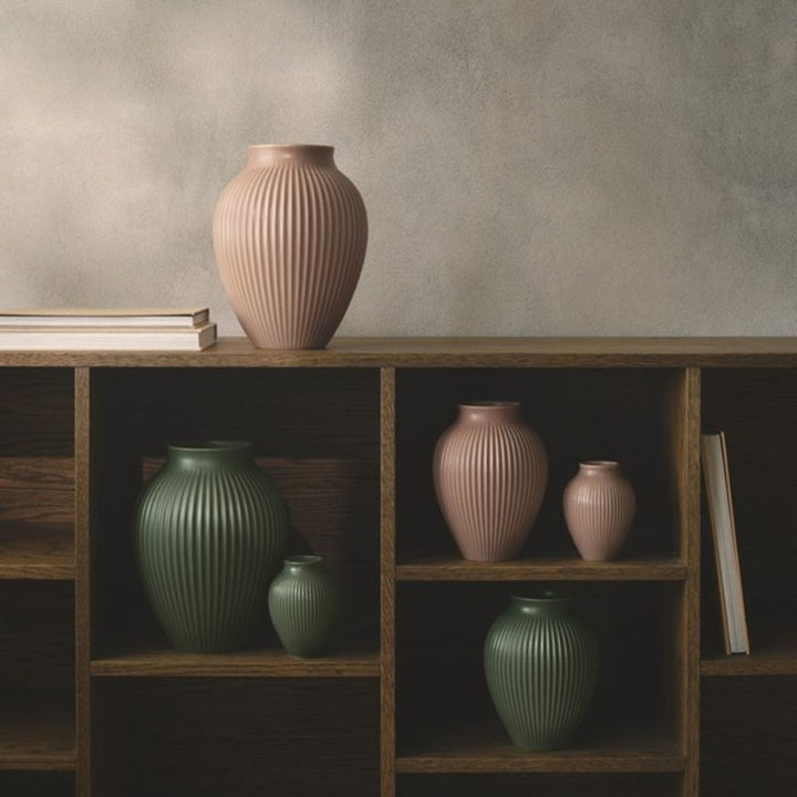 Knabstrup - Vase H 27 cm ripple mat dusty rose