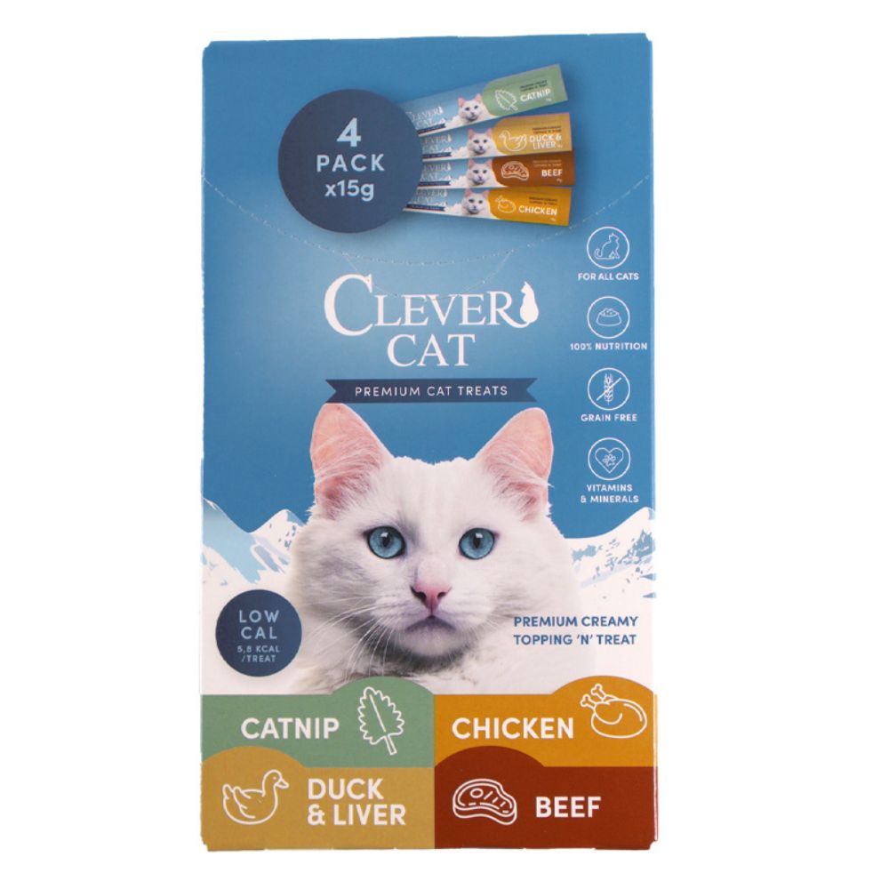 Clever Cat - Flytande godbit 4 st. - olika smaker