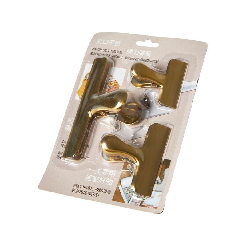 Metalklemmer 3 stk. guldfarvet - 12/7,5/5,3 cm