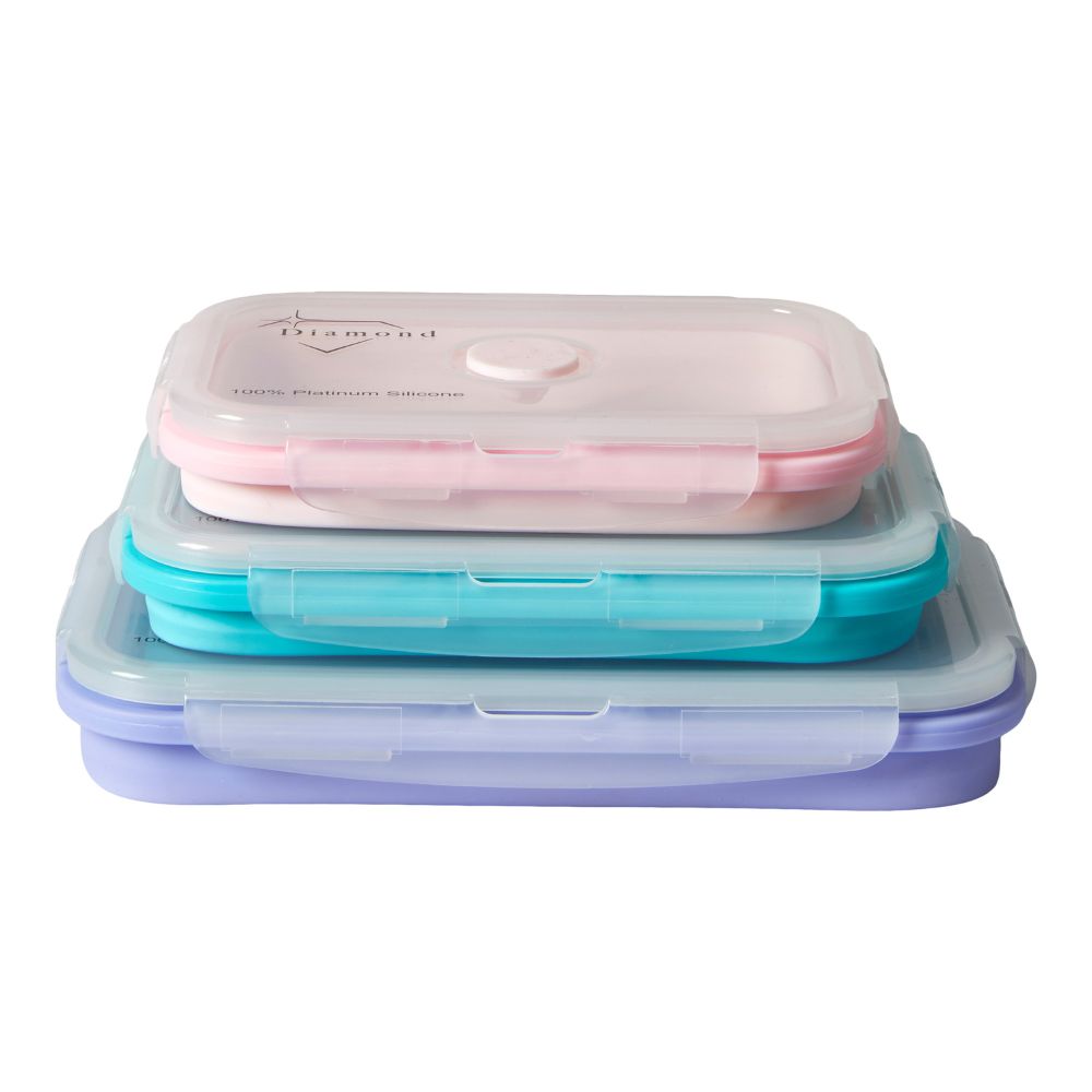 Madopbevaring 3 stk. foldbar - 13/16,5/18 cm silikone mix farver