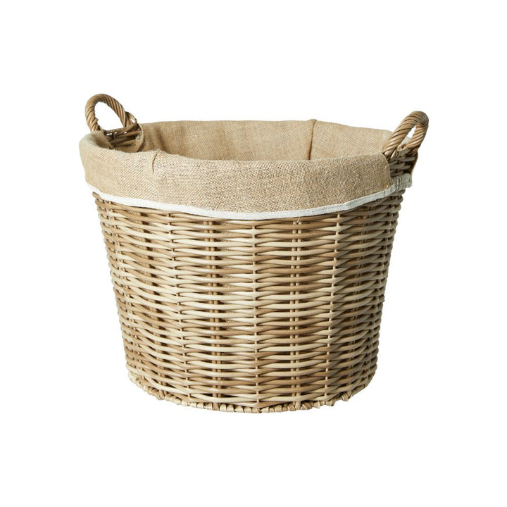 Kurv i pileflet med hank og linned - D50x37 cm