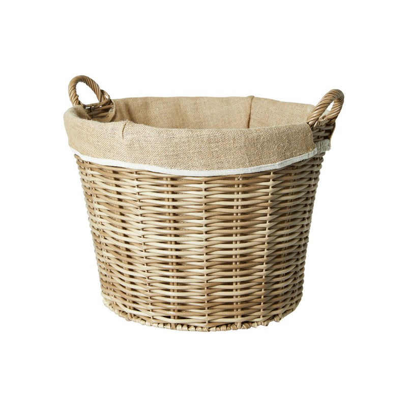 Korb aus Weidengeflecht mit Griff und Leinen – D50x37 cm