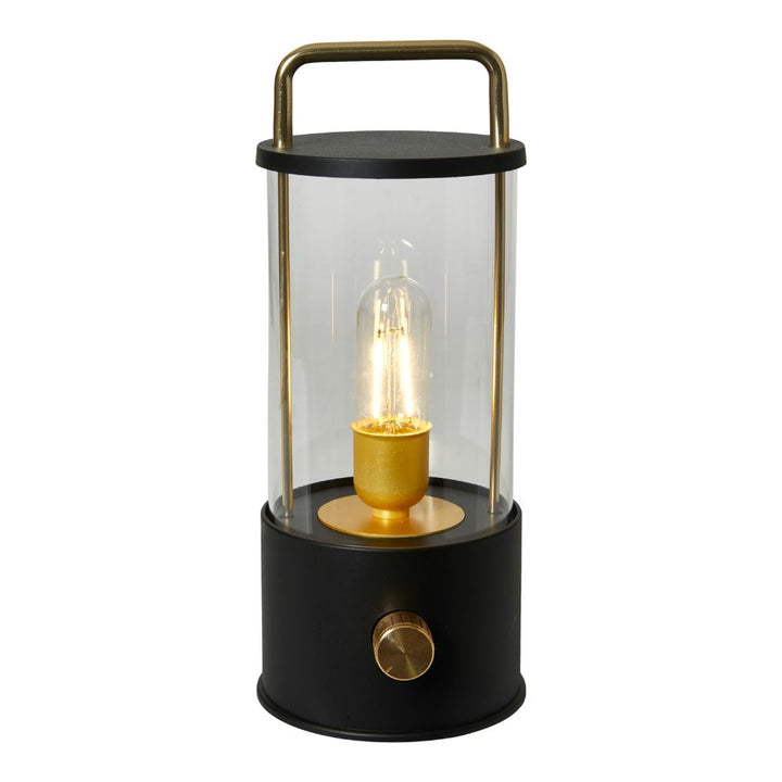 Lampe med håndtag og messing drejeknap - genopladelig