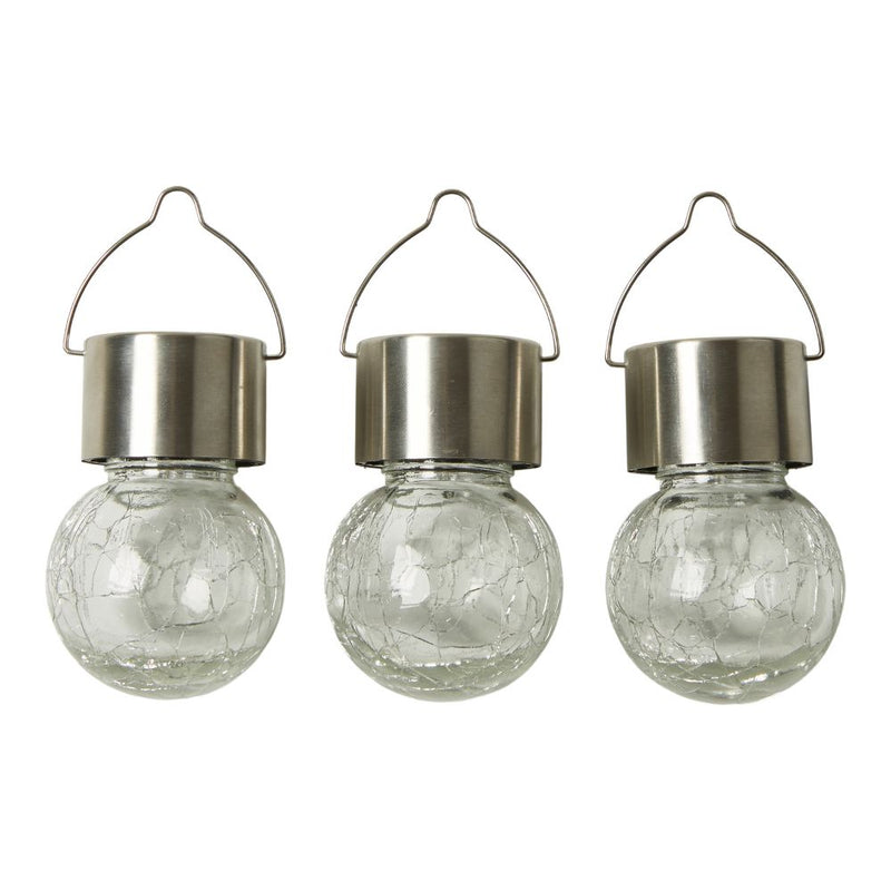Solcellslampa för upphängning krackelerat glas klar 6x9 cm 3 st.