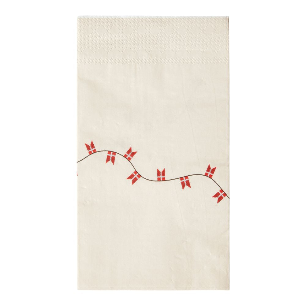 Serviet med flagguirlande sandfarvet - 33x40 cm 20 stk.