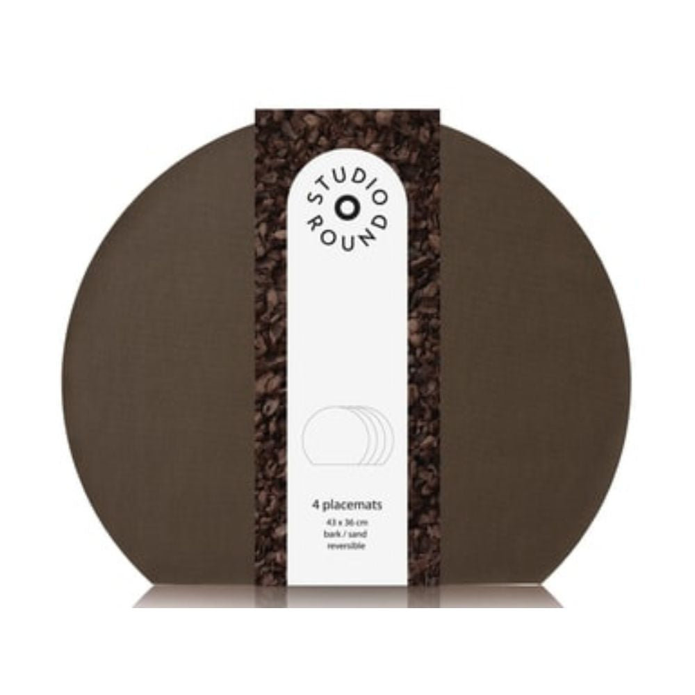 Studio Round - Dækkeservietter vendbare 4 stk. 43 x 36 cm Bark/Sand