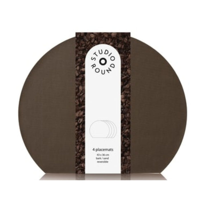Studio Round - Dækkeservietter vendbare 4 stk. 43 x 36 cm Bark/Sand