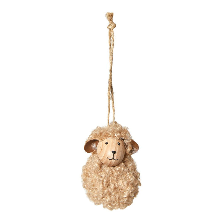 Får med fluffy pels hænge H7 cm - lys brun