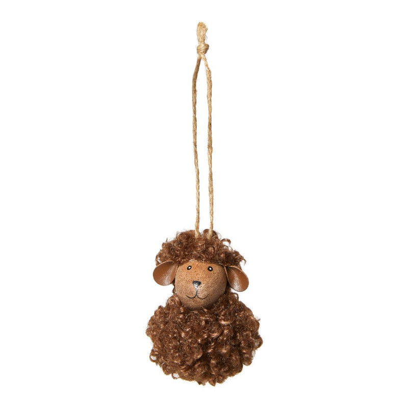 Får med fluffig pälshänge H7 cm - brunt