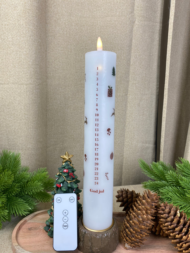 LED kalenderlys med juleguirlande - med fjernebetjening