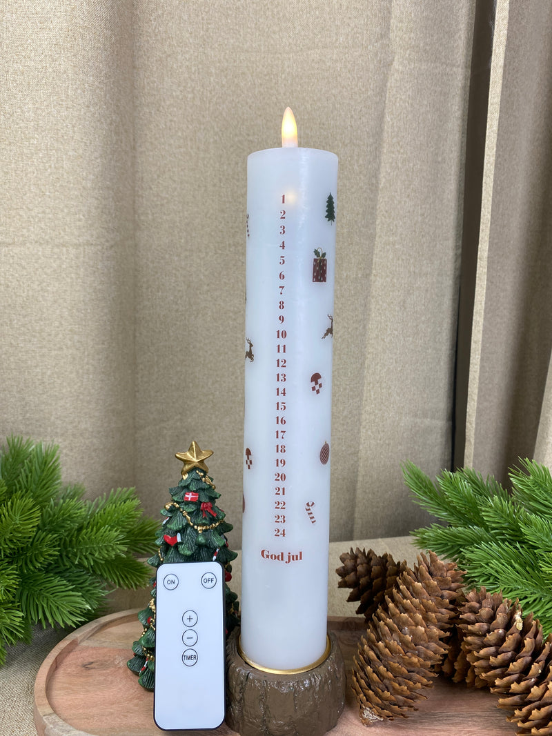LED kalenderlys med juleguirlande - med fjernebetjening