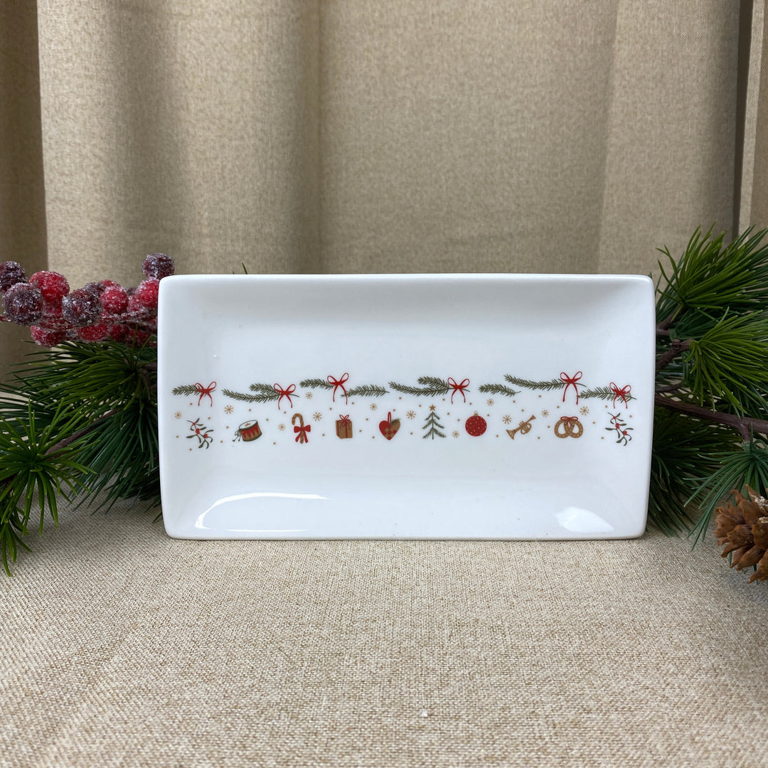 Tallerken 20x11 cm med julemønster