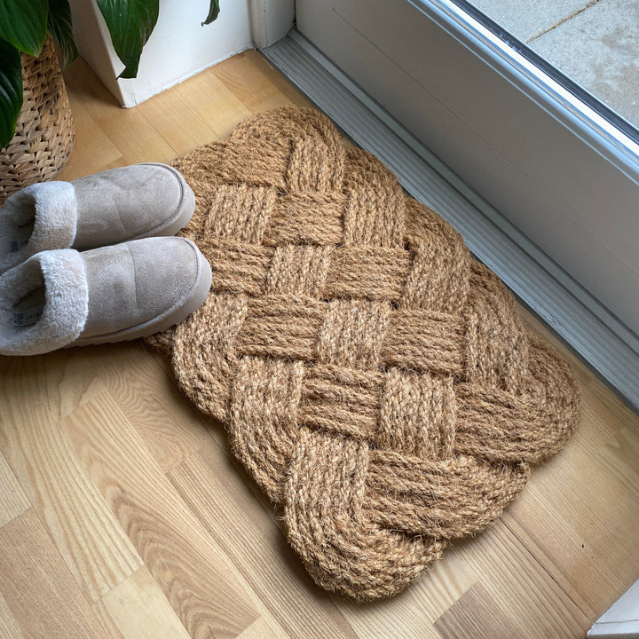 Dørmåtte flet 45x75 cm jute natur