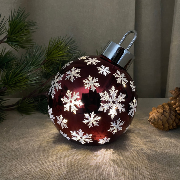 Julekugle med LED og snefnug Ø15 cm