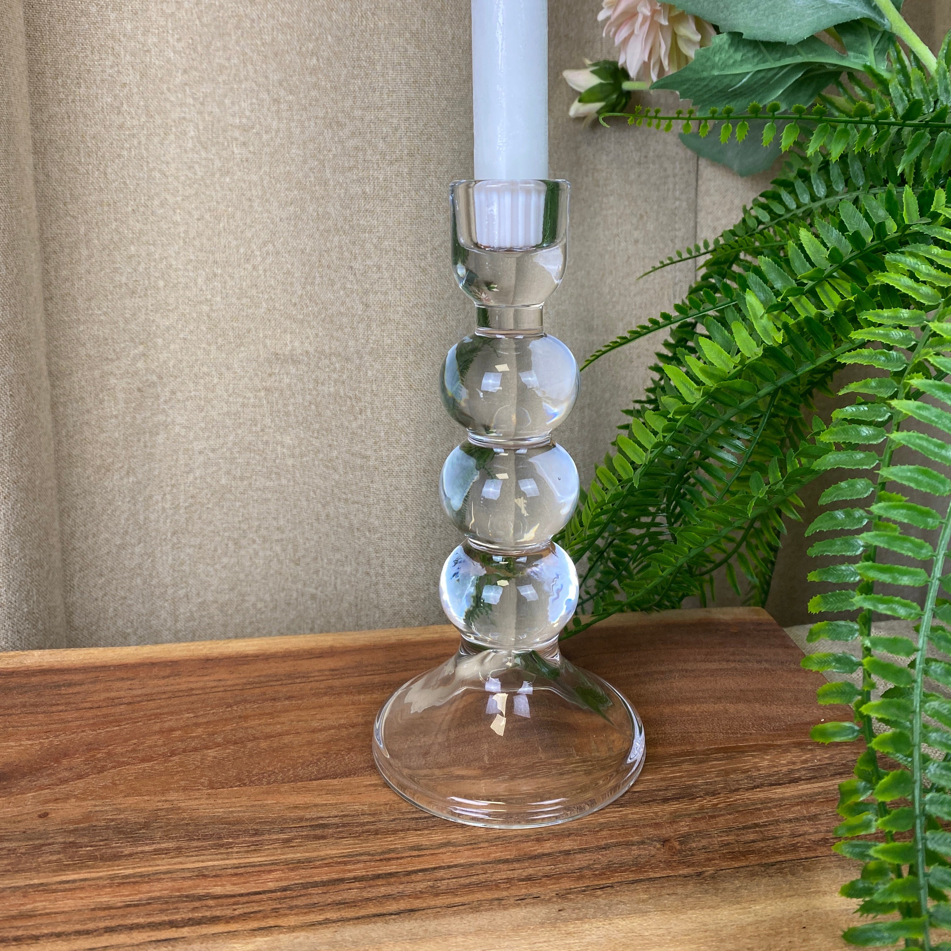 Lysestage i glas - 18,5 cm