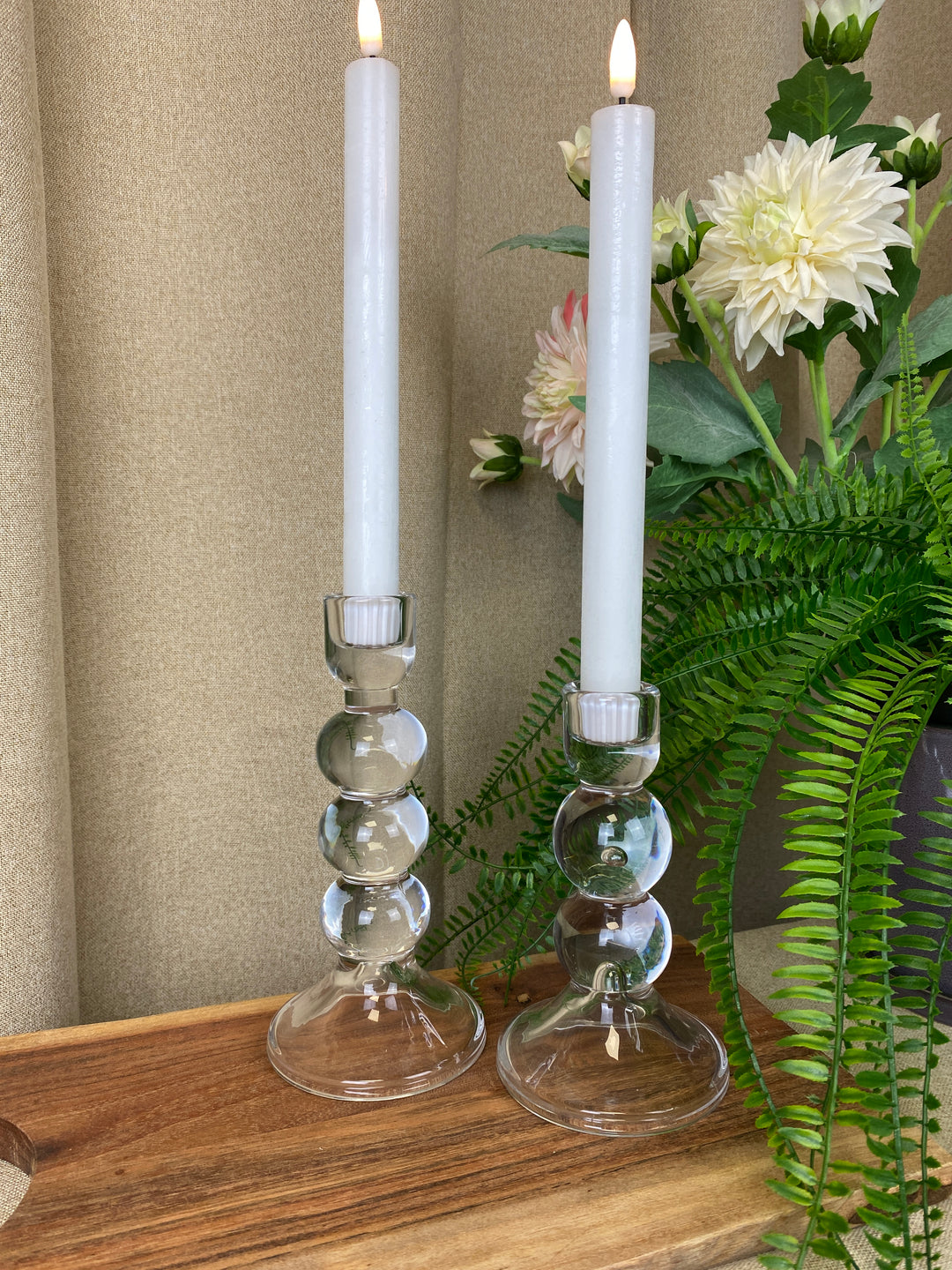 Lysestage i glas - 15 cm