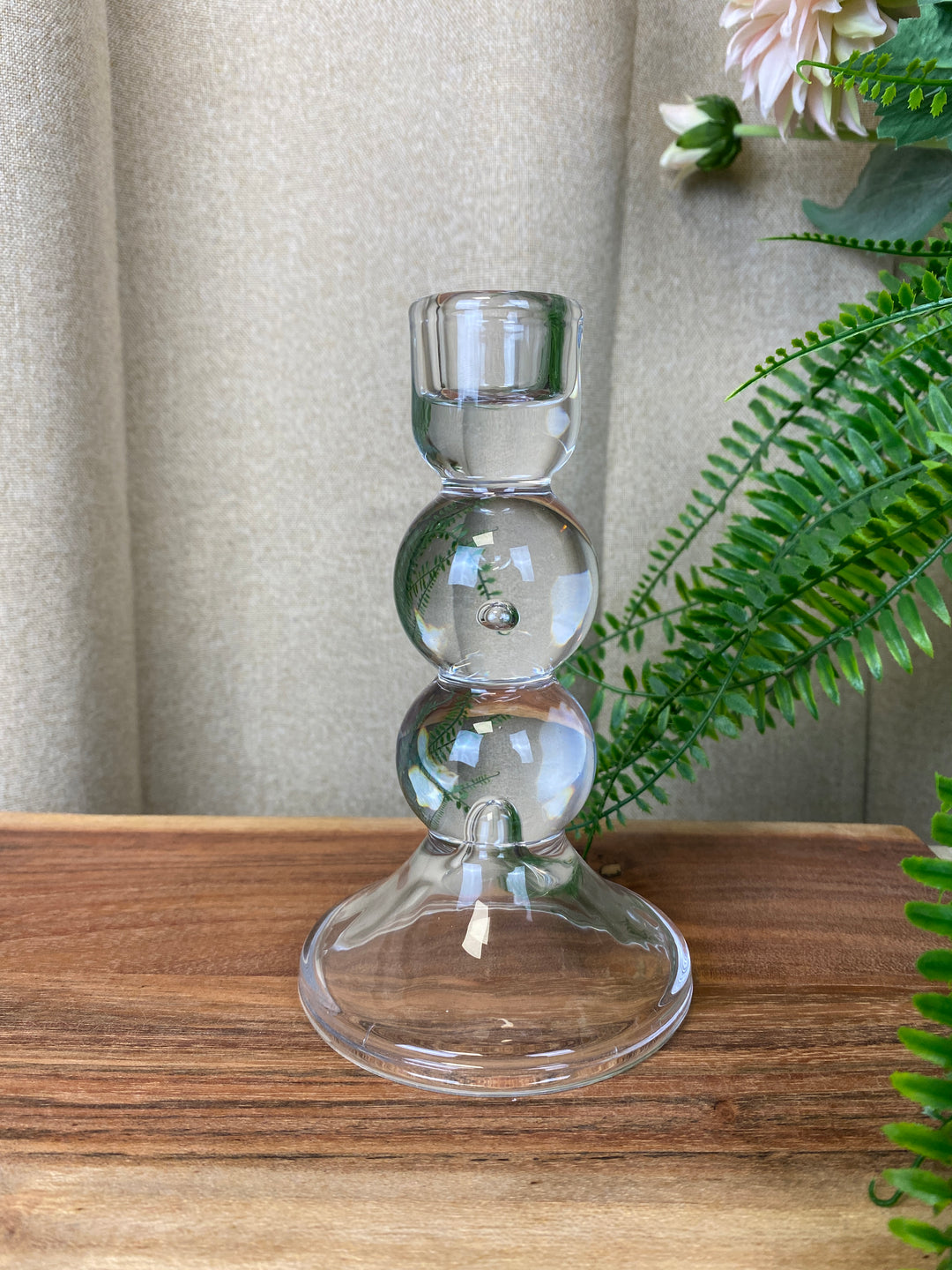 Lysestage i glas - 15 cm