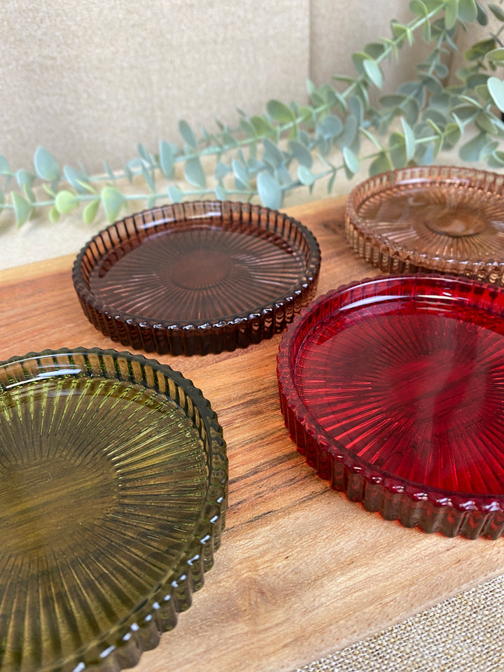 Glasfad til dekorationer Ø9,8 cm i farvet glas - assorteret