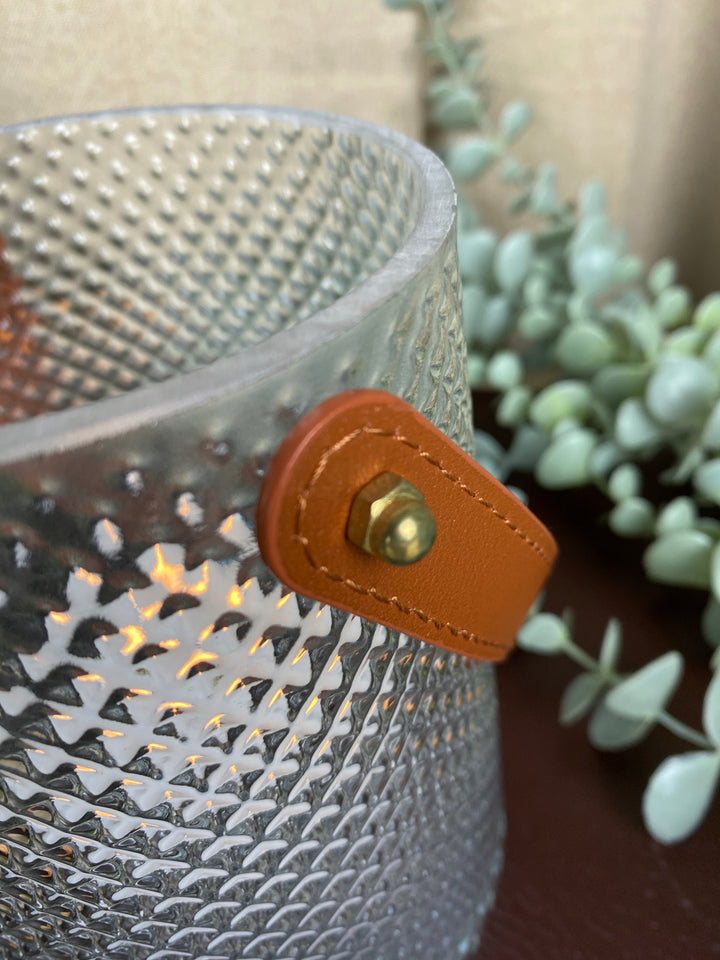 Lysestage med hank Ø13x15 cm - i klart glas