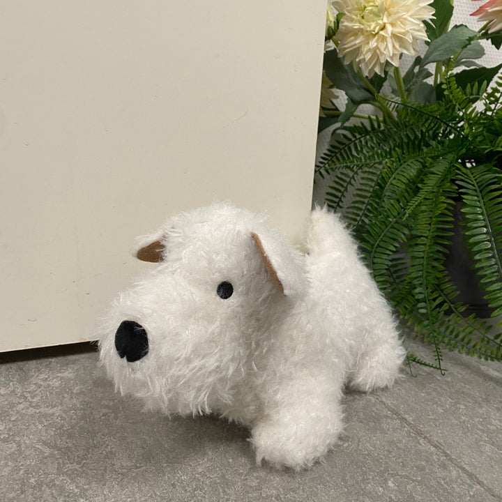 Dørstopper hund plys 1 kg. hvid/beige