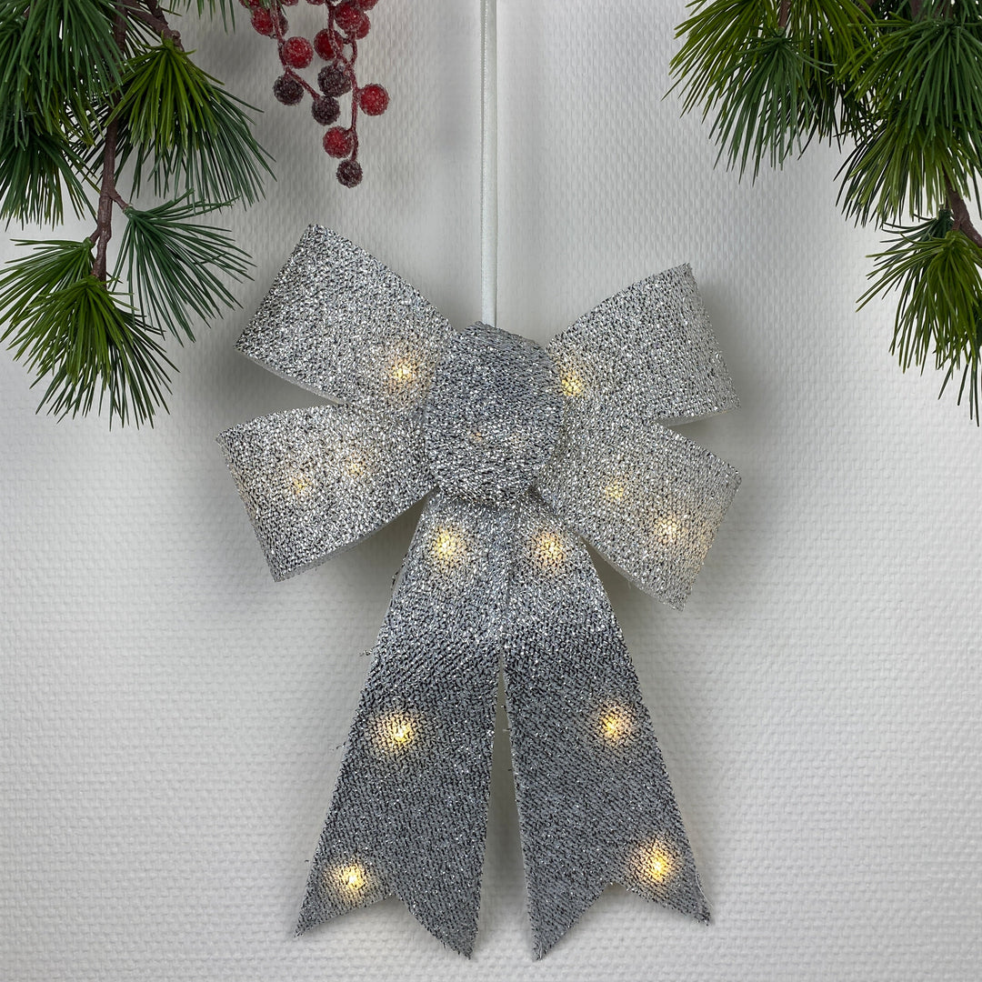Sirius - Julius sløjfe med LED  - sølv 40 cm