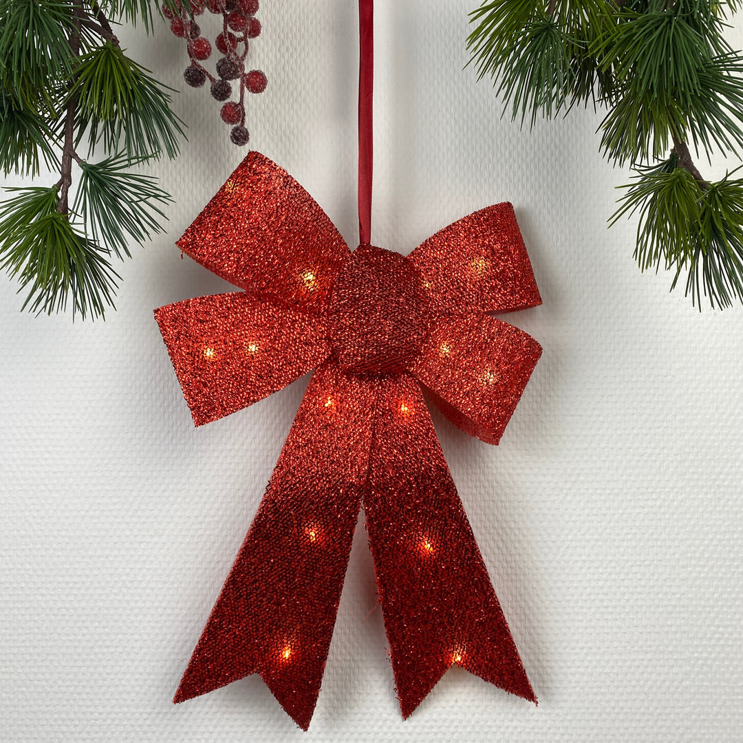 Sirius - Julius sløjfe med LED - rød 40 cm