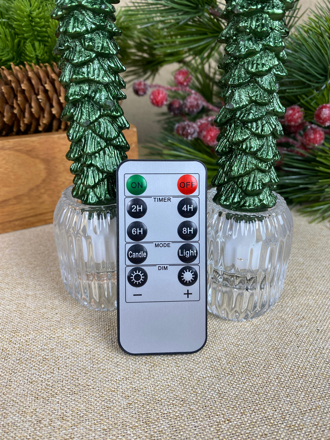 LED stagelys - juletræ 2 stk. 25 cm med fjernbetjening