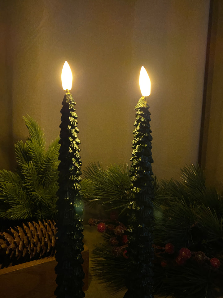 LED stagelys - juletræ 2 stk. 25 cm med fjernbetjening