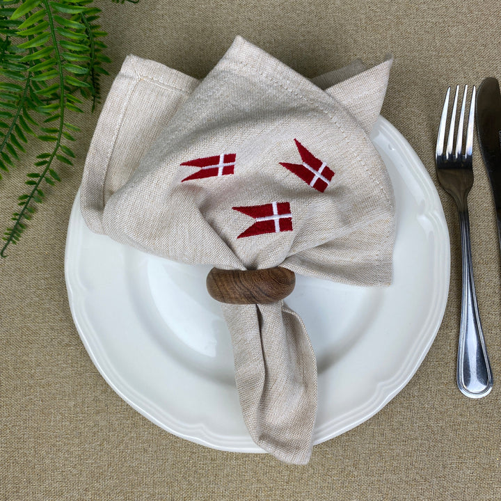 Servetter 4 st. i linne med flagga - 40x40 cm 