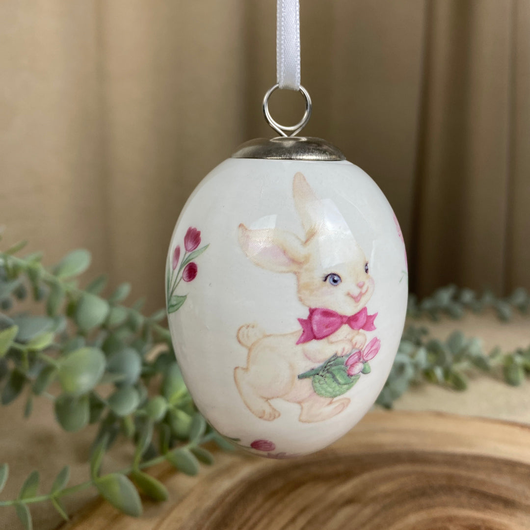 Dekorations æg til ophæng 1 stk. - ass. design lam/kanin