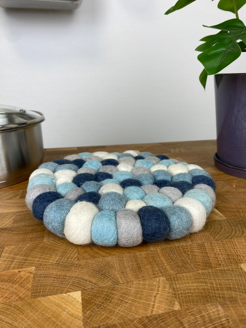 Wolluntersetzer – mehrfarbig blau – Ø 20 cm