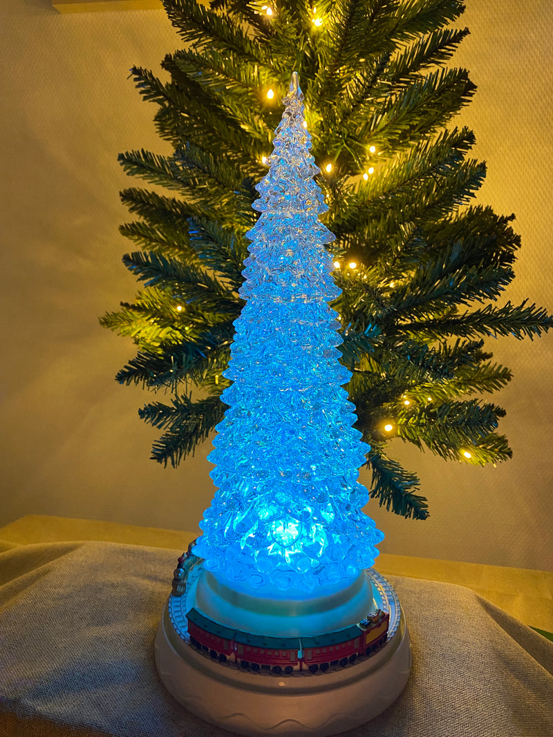 Conzept Weihnachtsbaum mit Farbwechsel, drehbarer Eisenbahn und Musik, 16 x 33,8 cm