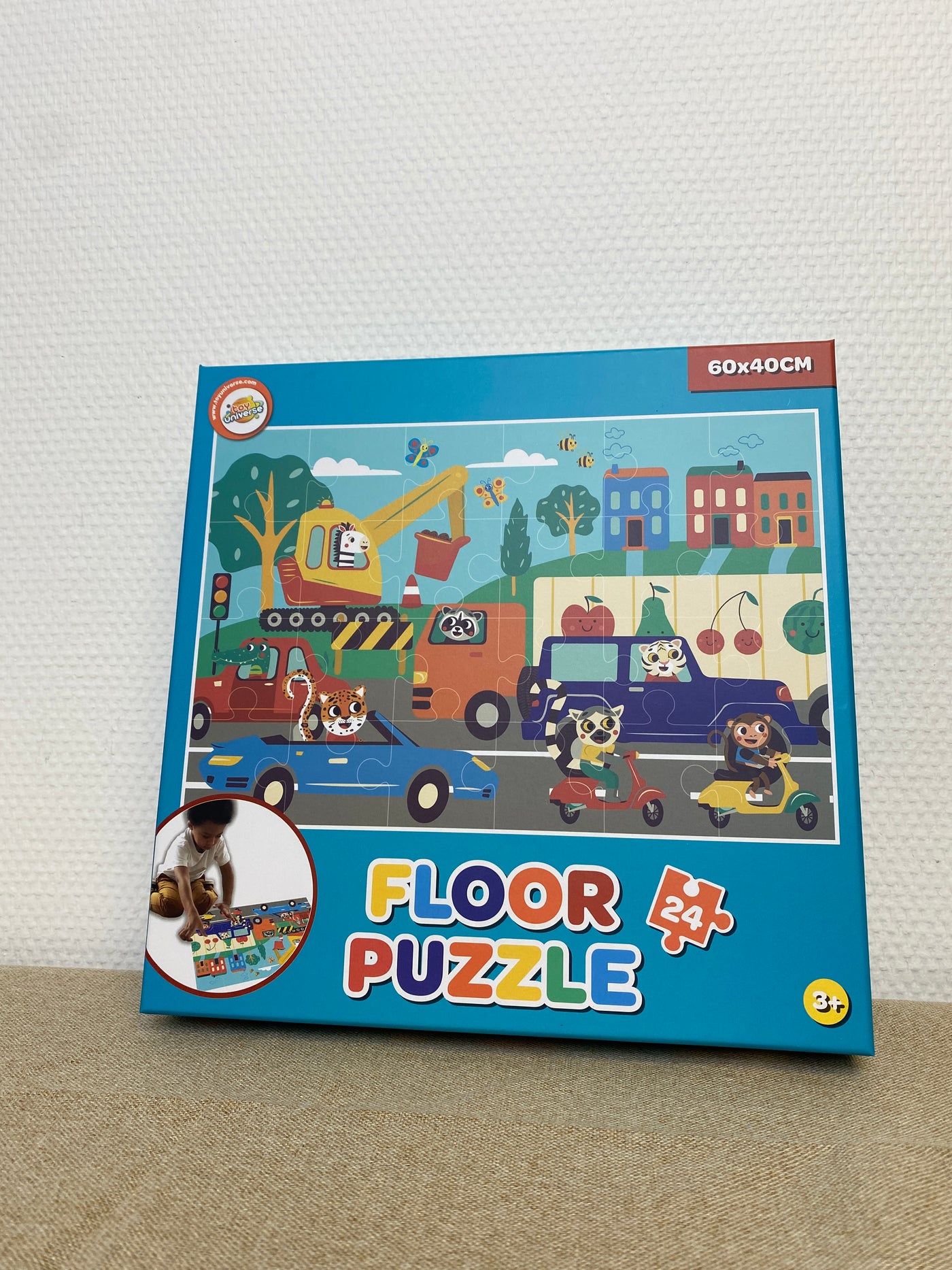 Floor puzzle - Puslespil 24 brikker - Dyr og biler