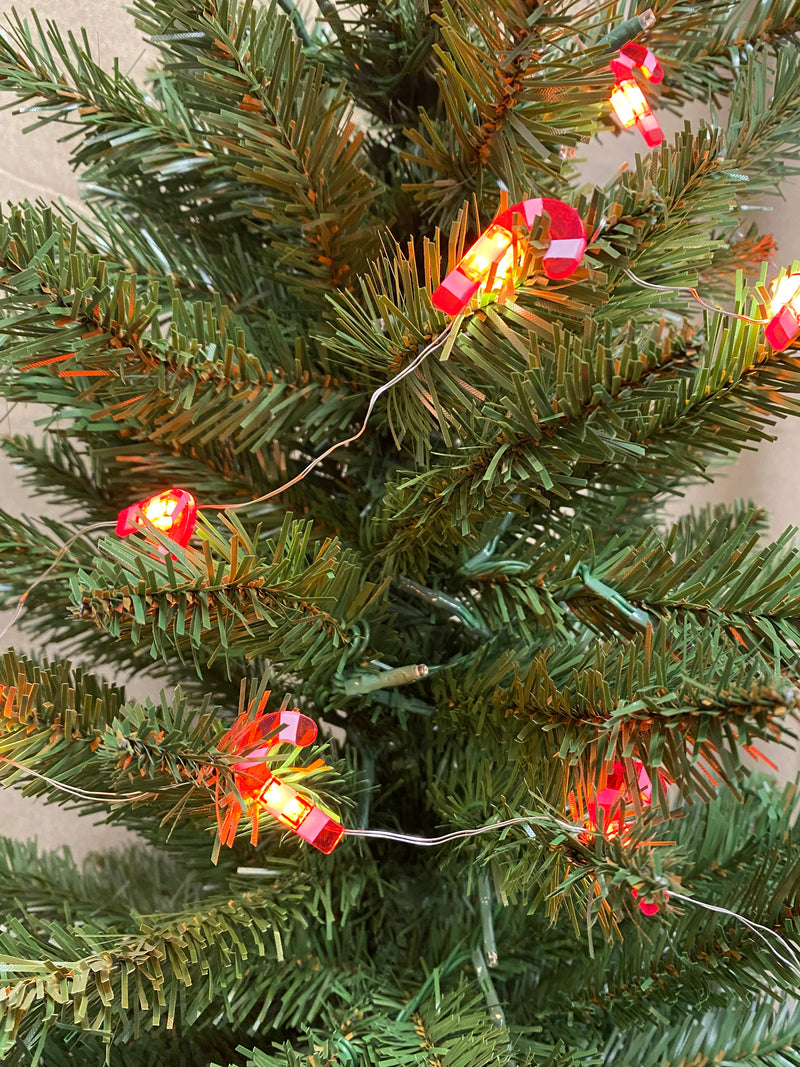Sirius - Julius Lichterkette 10 LED Weihnachtsbaum rot/weiß gestreift batteriebetrieben