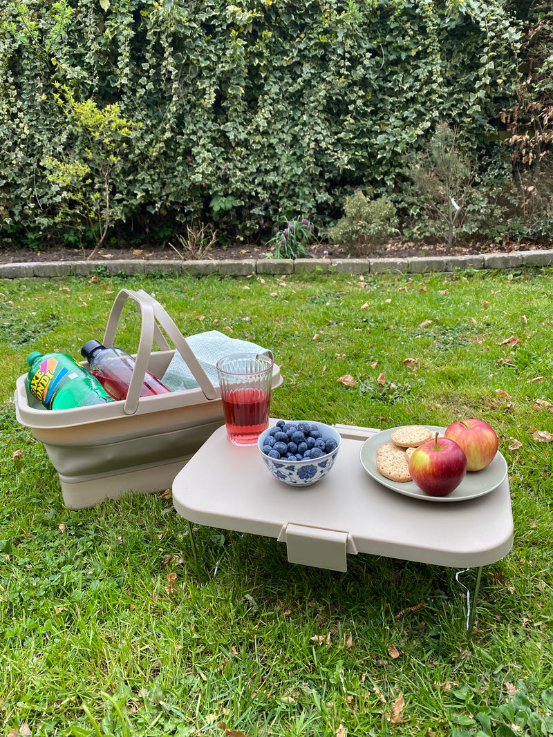 Picknickkorg med lock hopfällbar 45x28,5x23,5 cm plastsand 