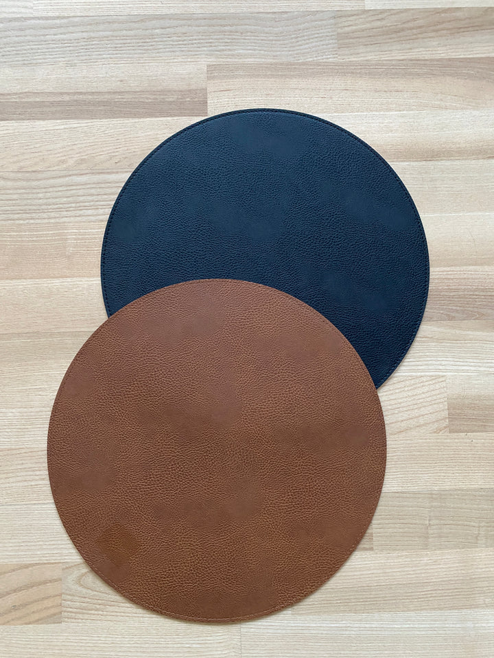 Dækkeserviet vendbar - PU Ø38 cm cognac/sort
