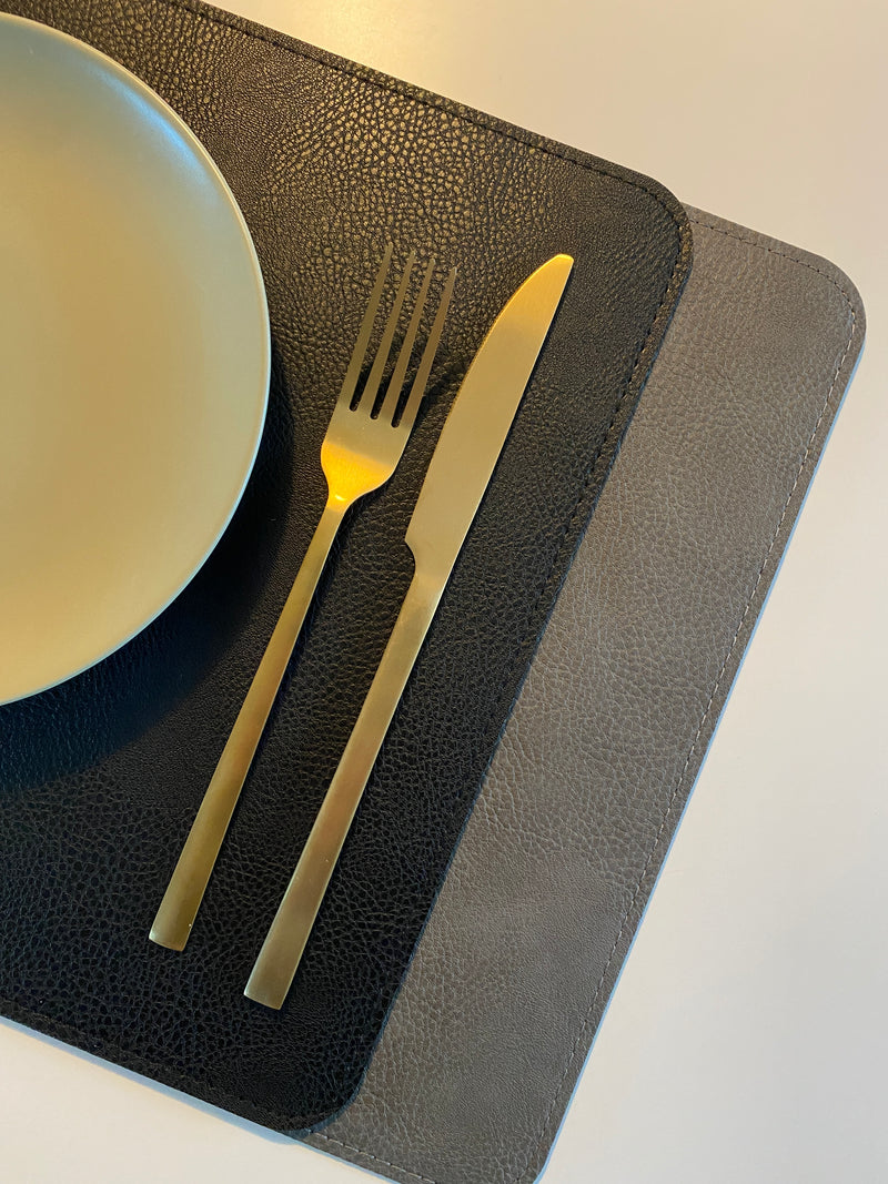 Wendbares Platzset - PU 30x45 cm schwarz/grau