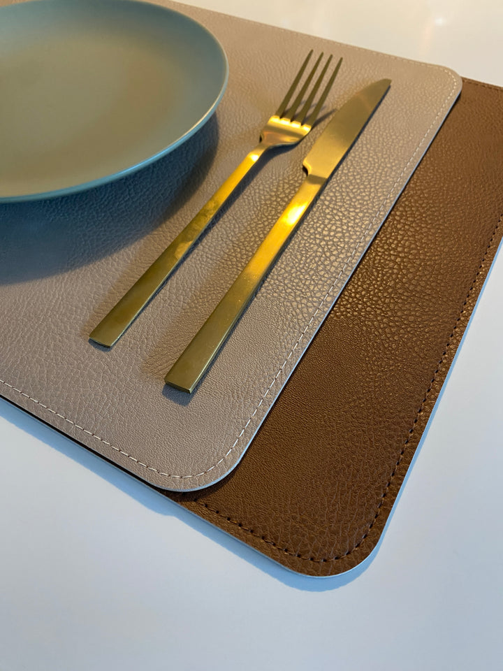 Dækkeserviet vendbar - PU 30x45 cm tobacco/sand