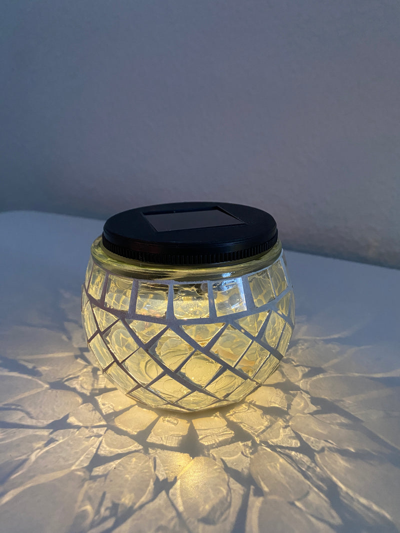 Solar-Tischleuchte Mosaik Ø10xH9 cm klar 